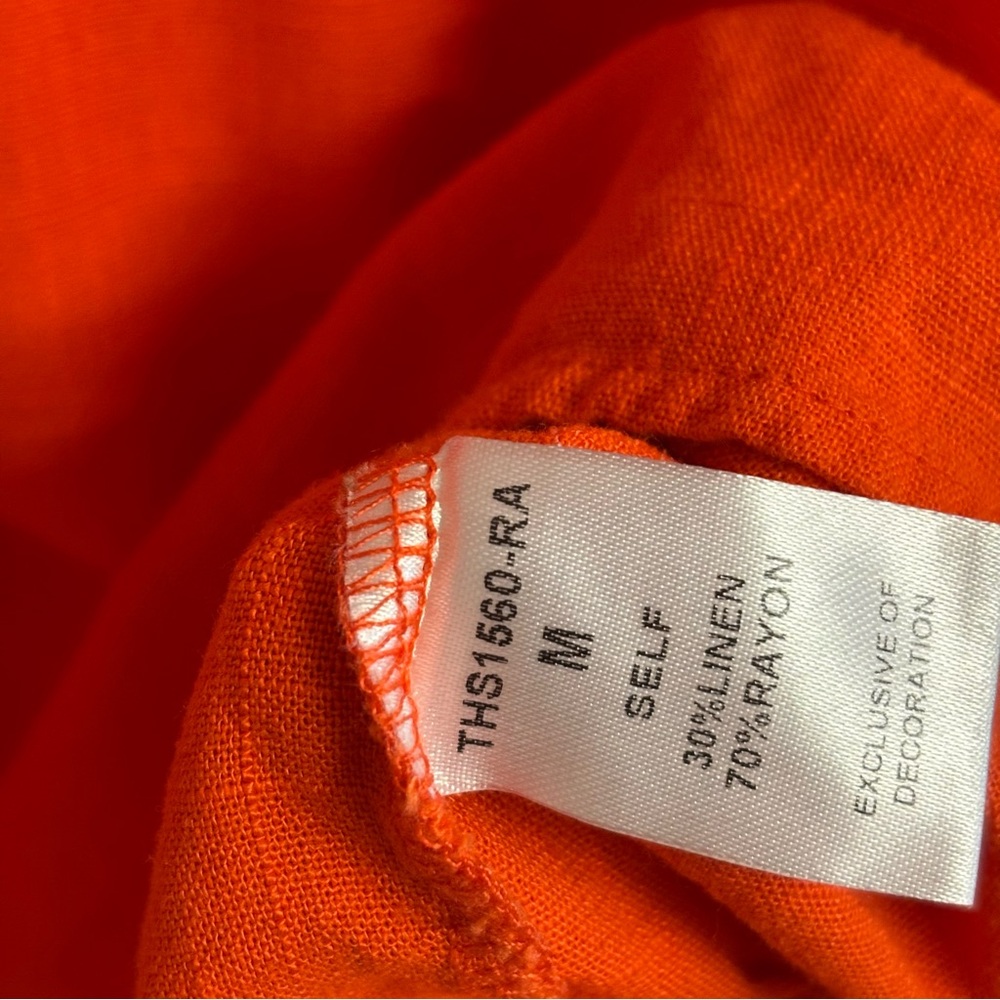 THML Orange Ruffle Sleeve V-Neck Blouse - Picture 3 of 4